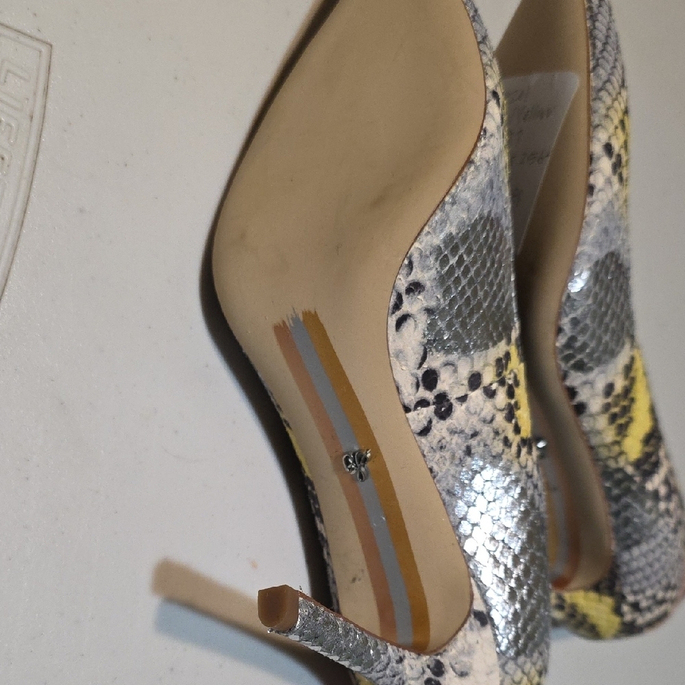 Sam Edelman Snake-Print Pointed Pumps with Pink & Yellow Accents - Picture 4 of 4